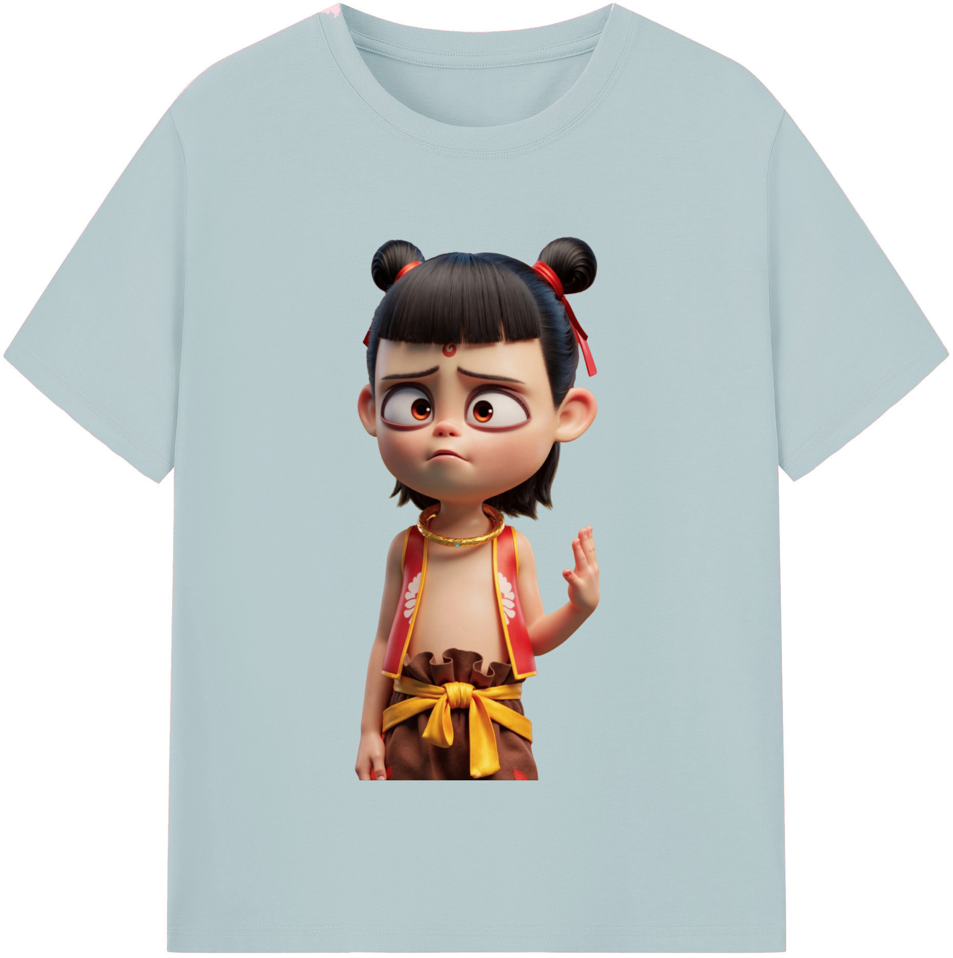 （画像用） Ne Zha 2 ナタ 魔童の大暴れ 綿100％半袖Tシャツ（フロントプリント）
